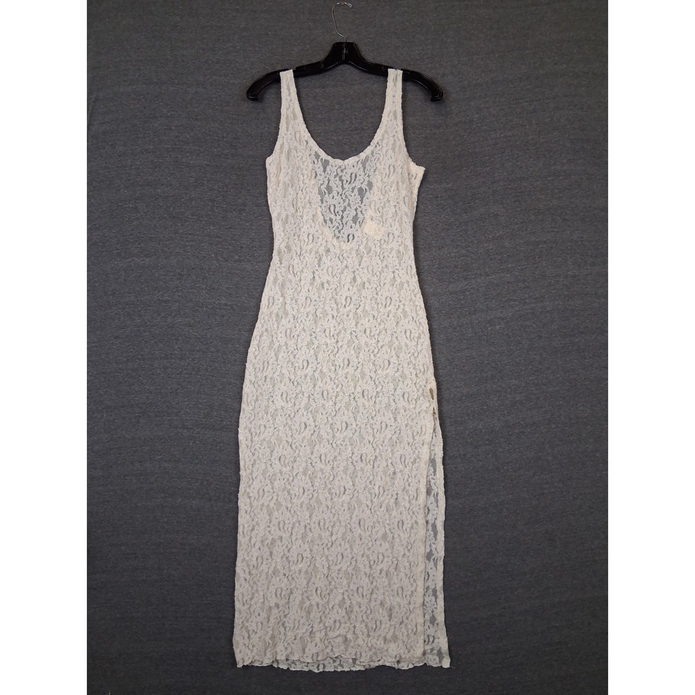 VTG Victorias Secret Womens Dress M Ivory Gold Crown Label 70 80 USA Maxi Bridal